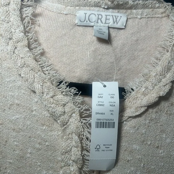 New With Tags J. Crew Women's Textured Cream Cardigan, XL - Picture 2 of 13